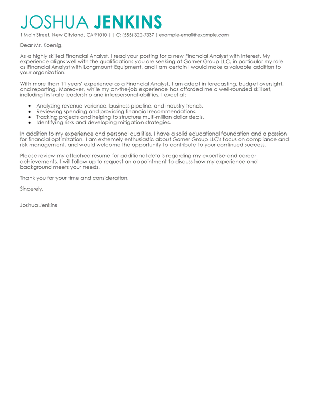 management analyst cover letter example