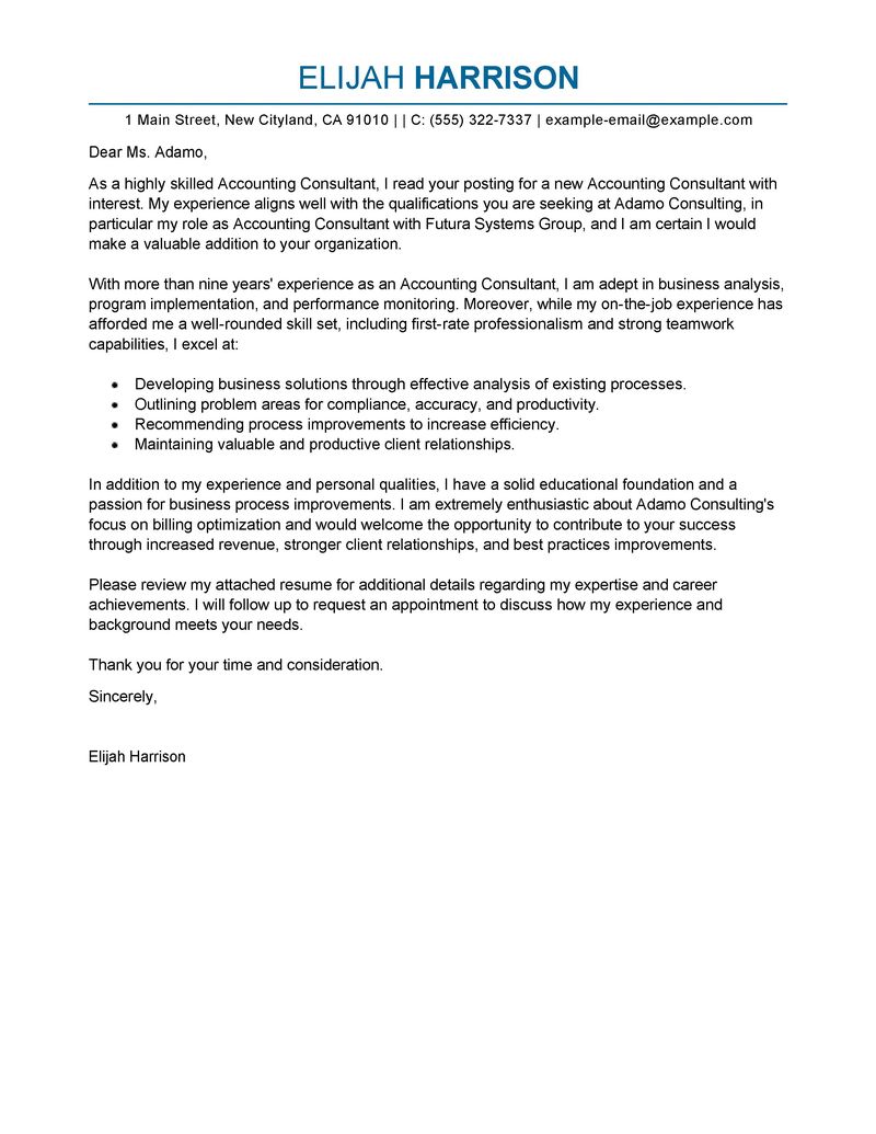 Amazing Consultant Cover Letter Examples Templates From Our Writing Service