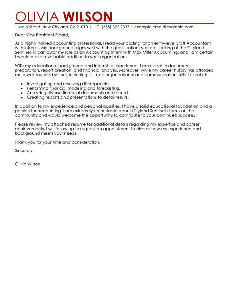 accounting employment cover letter