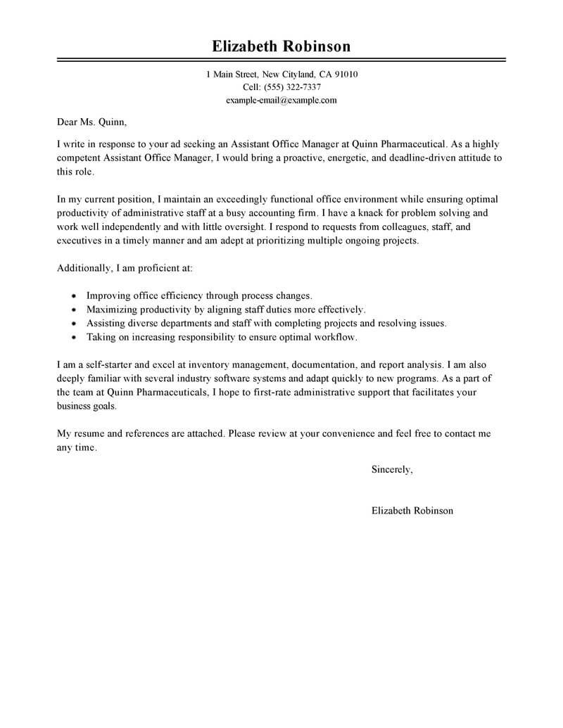 office admin cover letter examples