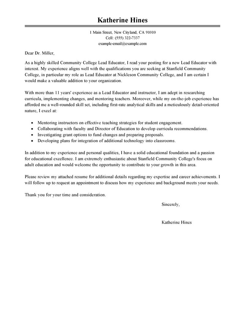 how to make cover letter for teaching