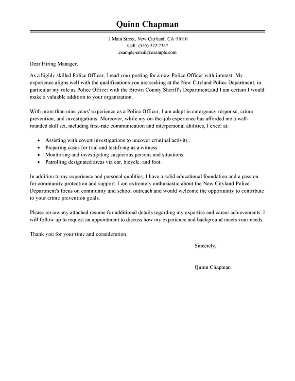 Amazing Police Officer Cover Letter Examples & Templates from Trust