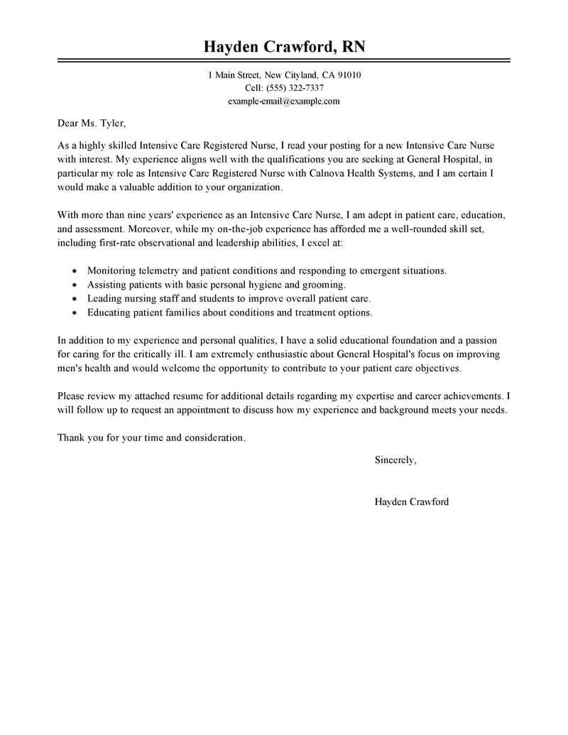 cover letter examples healthcare