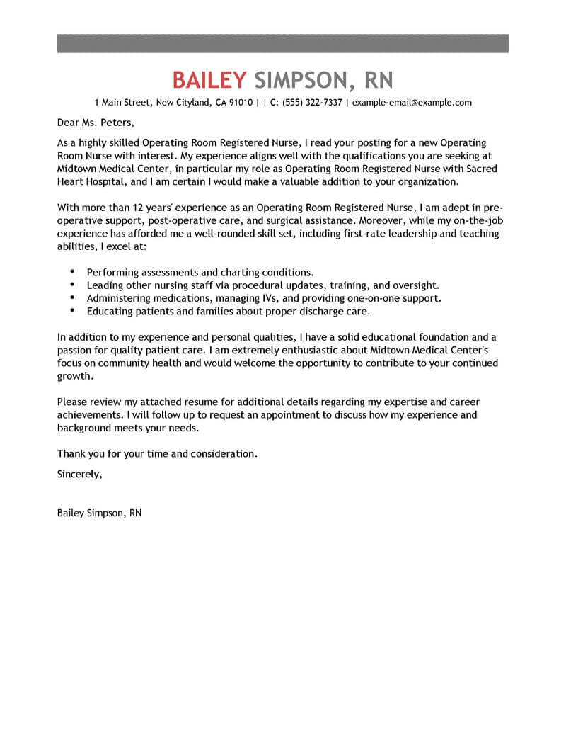 nursing cover letter examples