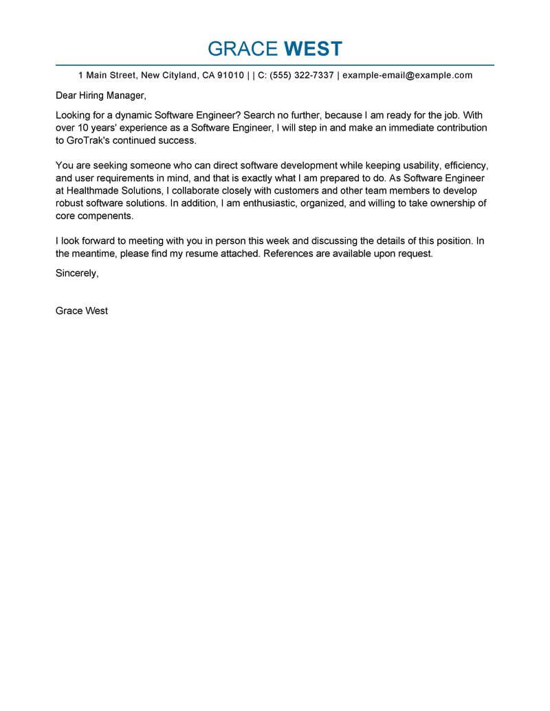 cover letter examples software engineer