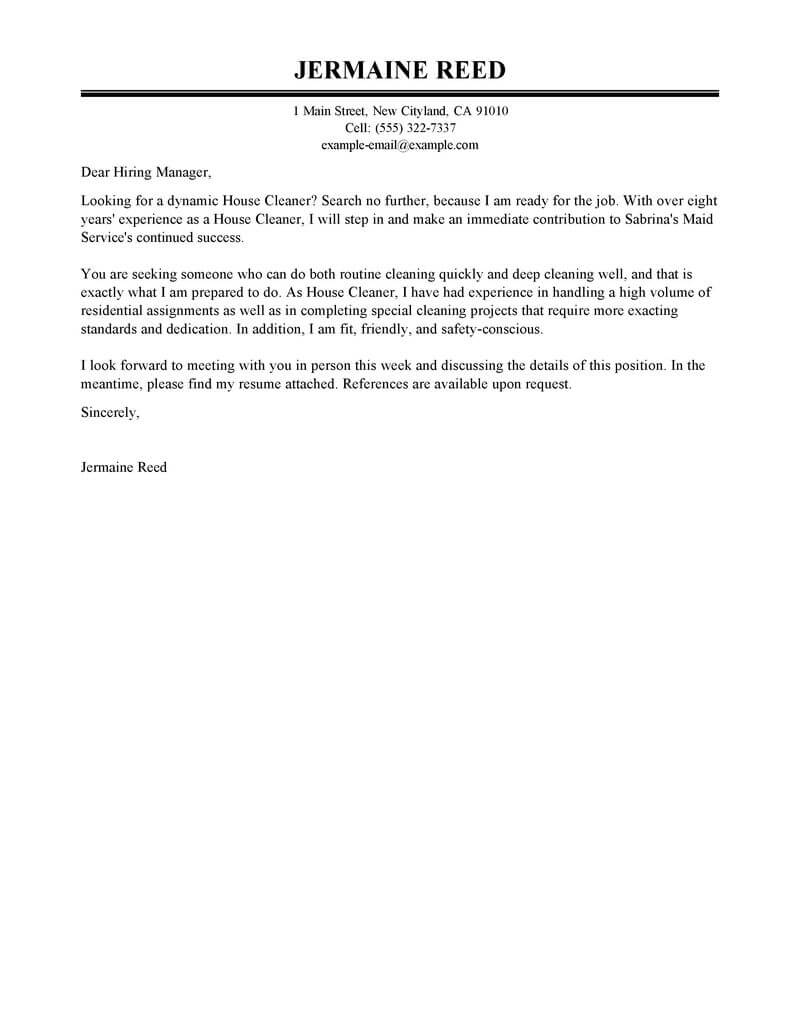 Amazing House Cleaners Team Members Cover Letter Examples ...