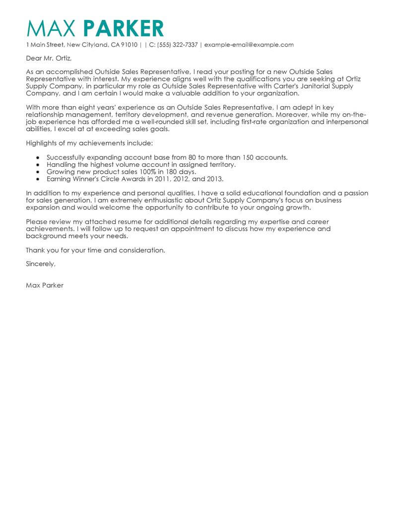 cover letter for a sales consultant