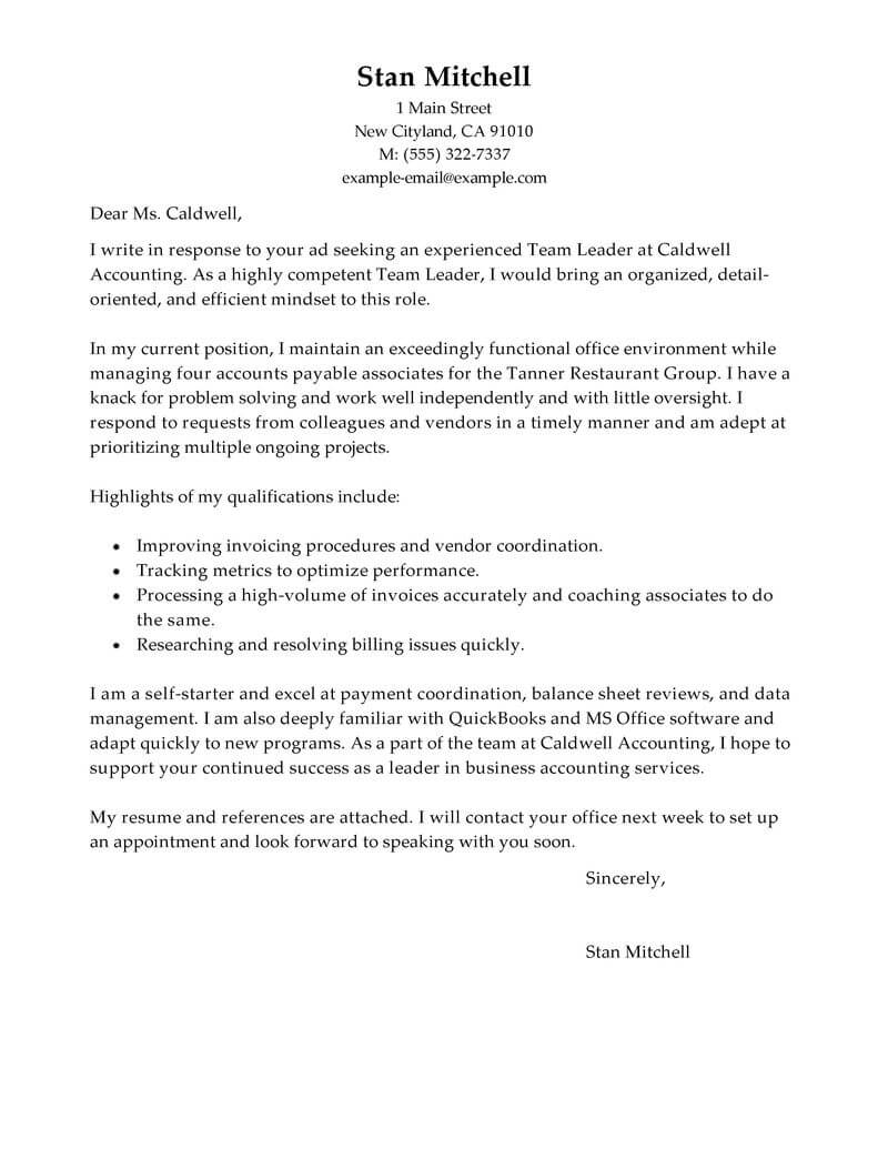 Free Team Lead Cover Letter Examples Templates From Trust Writing Service   5afae5617242c 