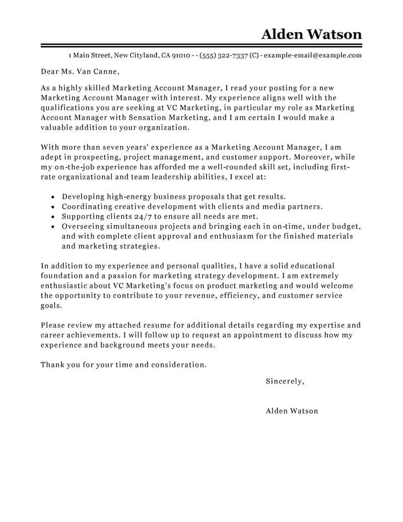 cover letter for agency account manager