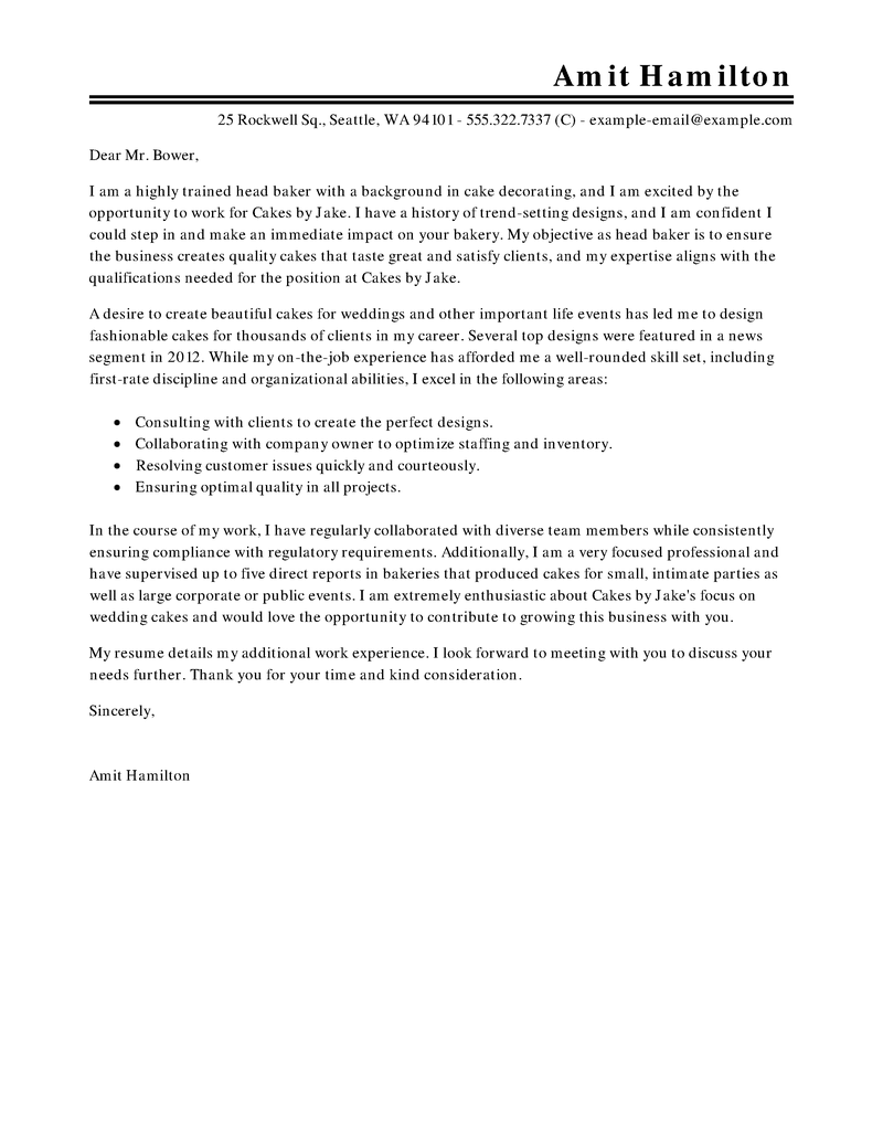 bakery student cover letter