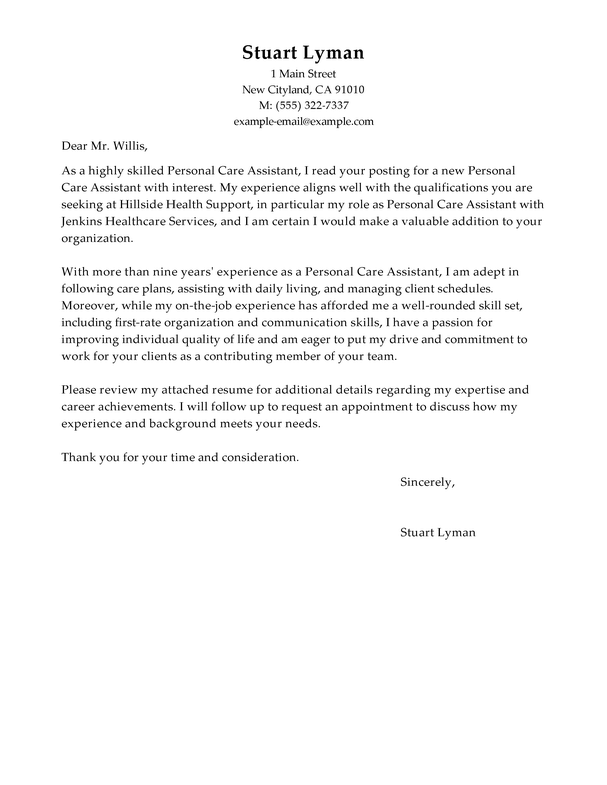 cover letter template for personal assistant