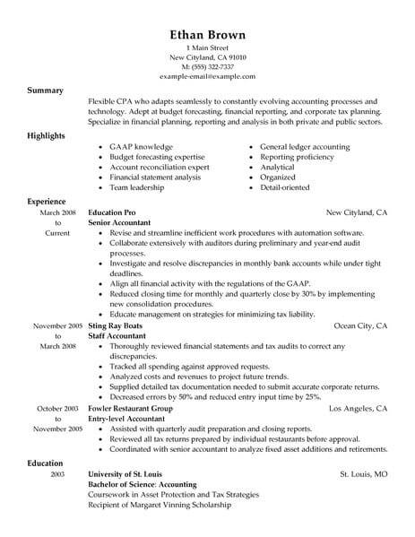 Best Accountant Resume Example From Professional Resume Writing Service