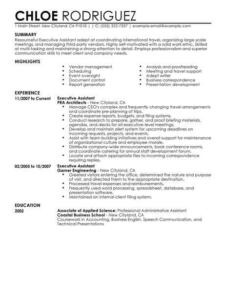 Best Executive Assistant Resume Example From Professional ...
