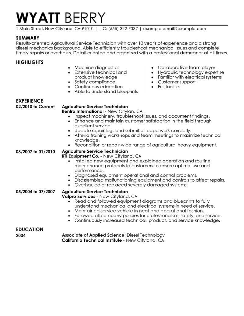 12 Outstanding Agriculture & Environment Resume Examples