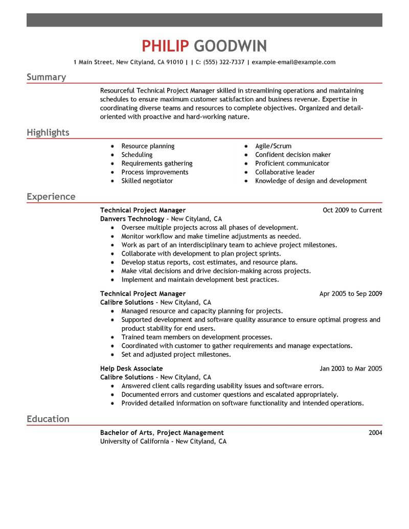 Project Management Cv Writing Service 504 Project Management Cv Examples