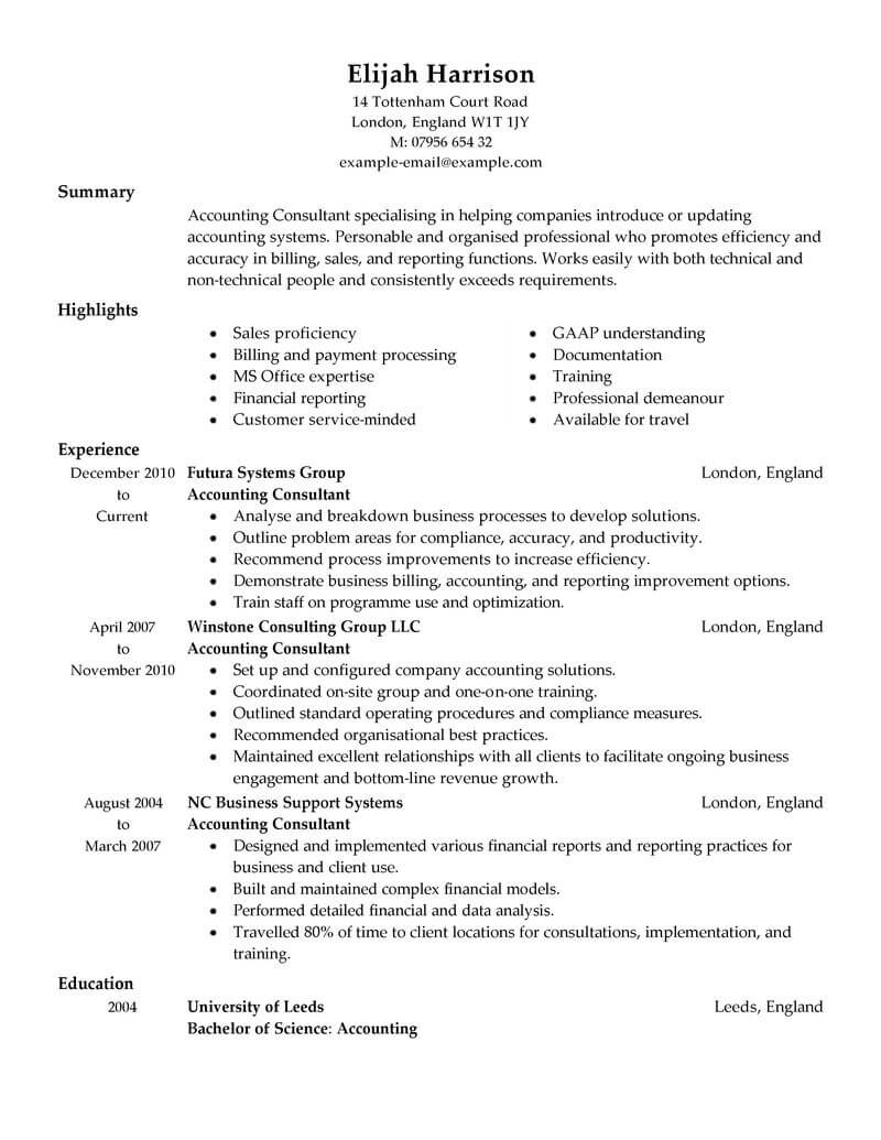 employment consultant resume writing