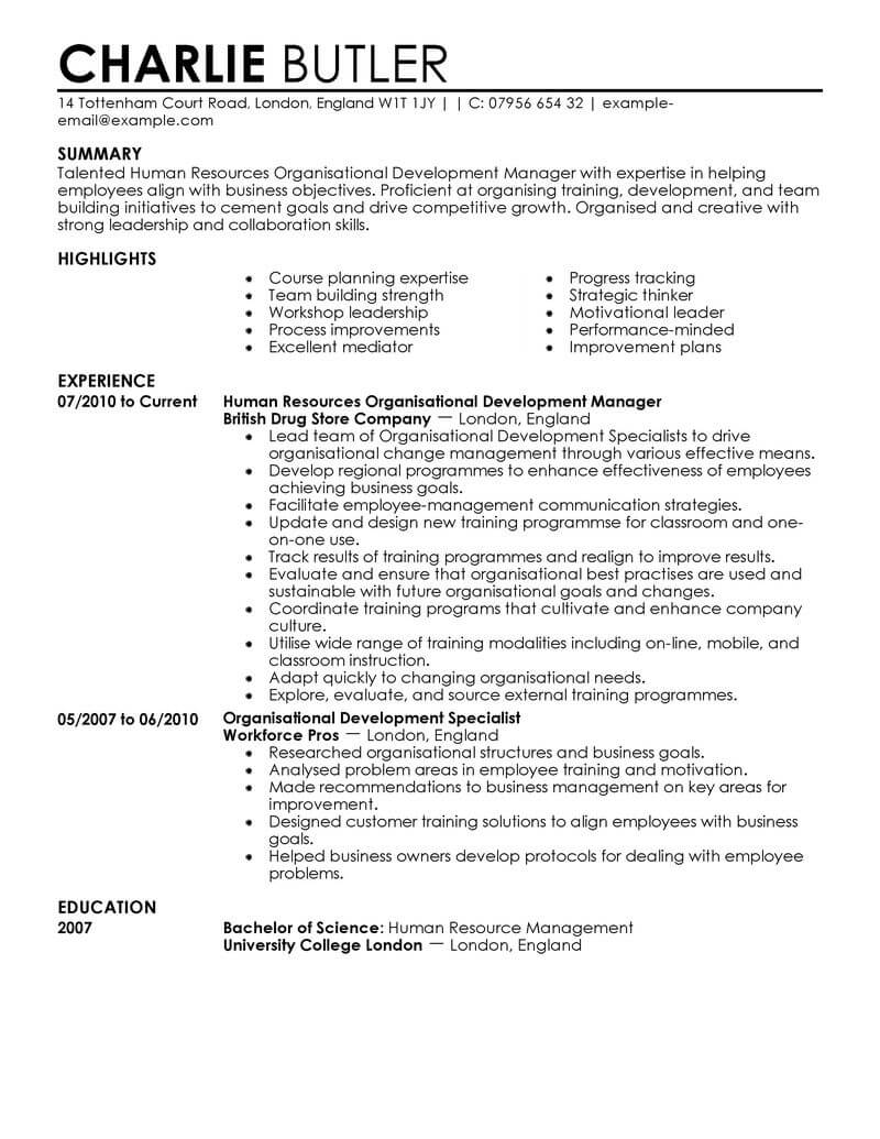 Organisational Managerial Skills Cv Examples