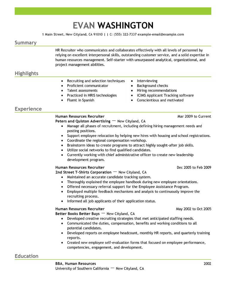 Employer Cv Example