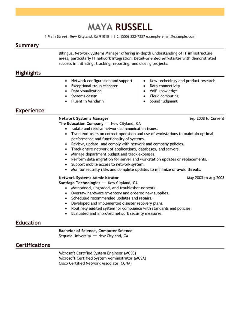 Workshop manager cv example August 30