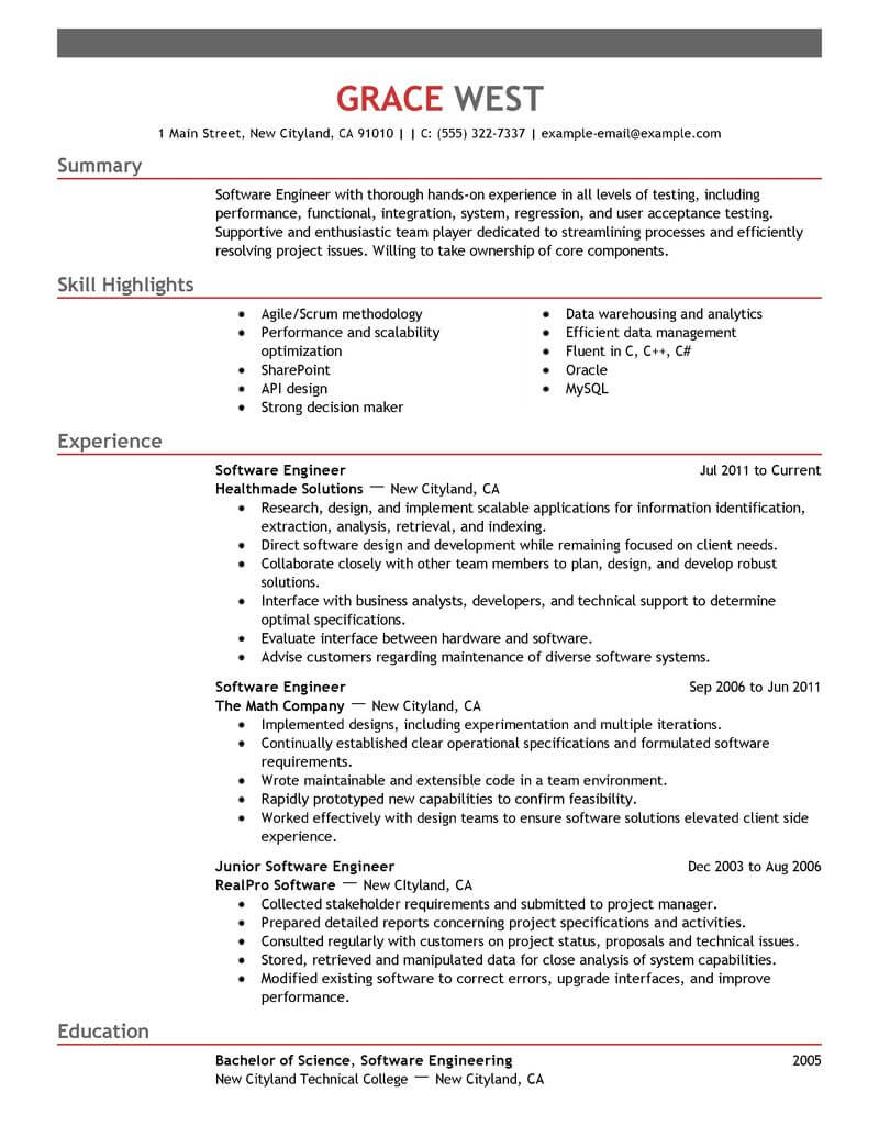 resume writing services for software engineer