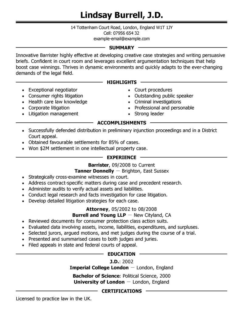resume template word lawyer