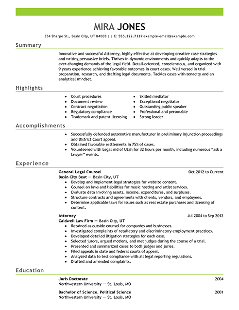 Doc review attorney resume