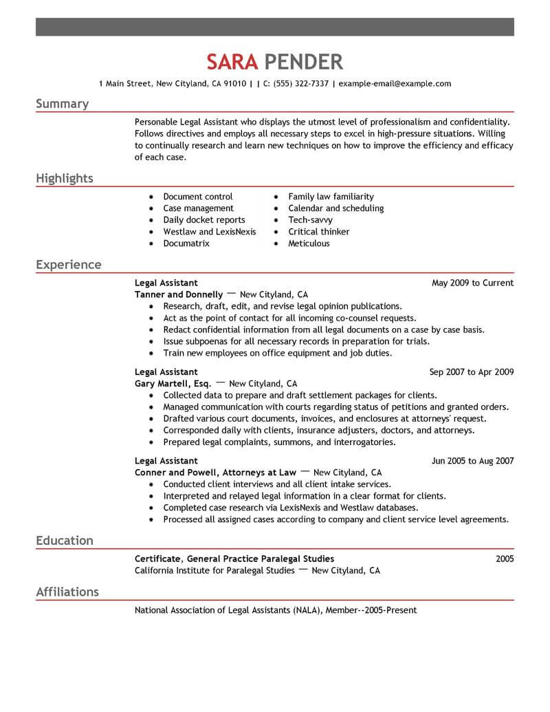 Best Legal Assistant Resume Example From Professional Resume Writing   5afaf28a9a833 