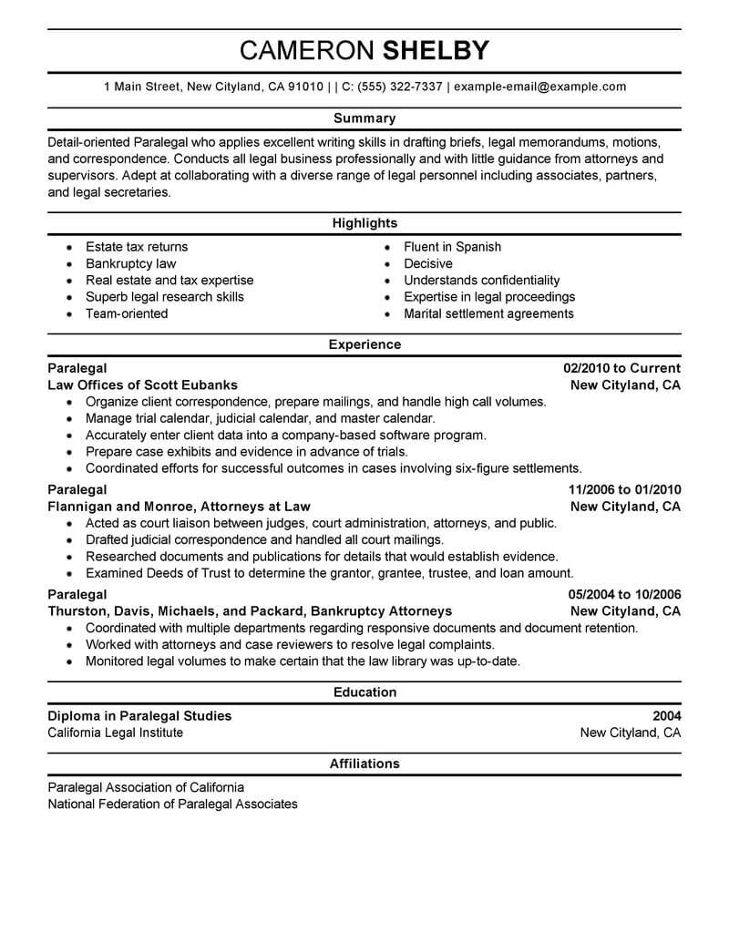 Best Paralegal Resume Example From Professional Resume Writing Service   5afaf2eb539ce 