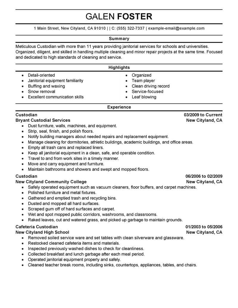 how to write cleaning experience on a resume