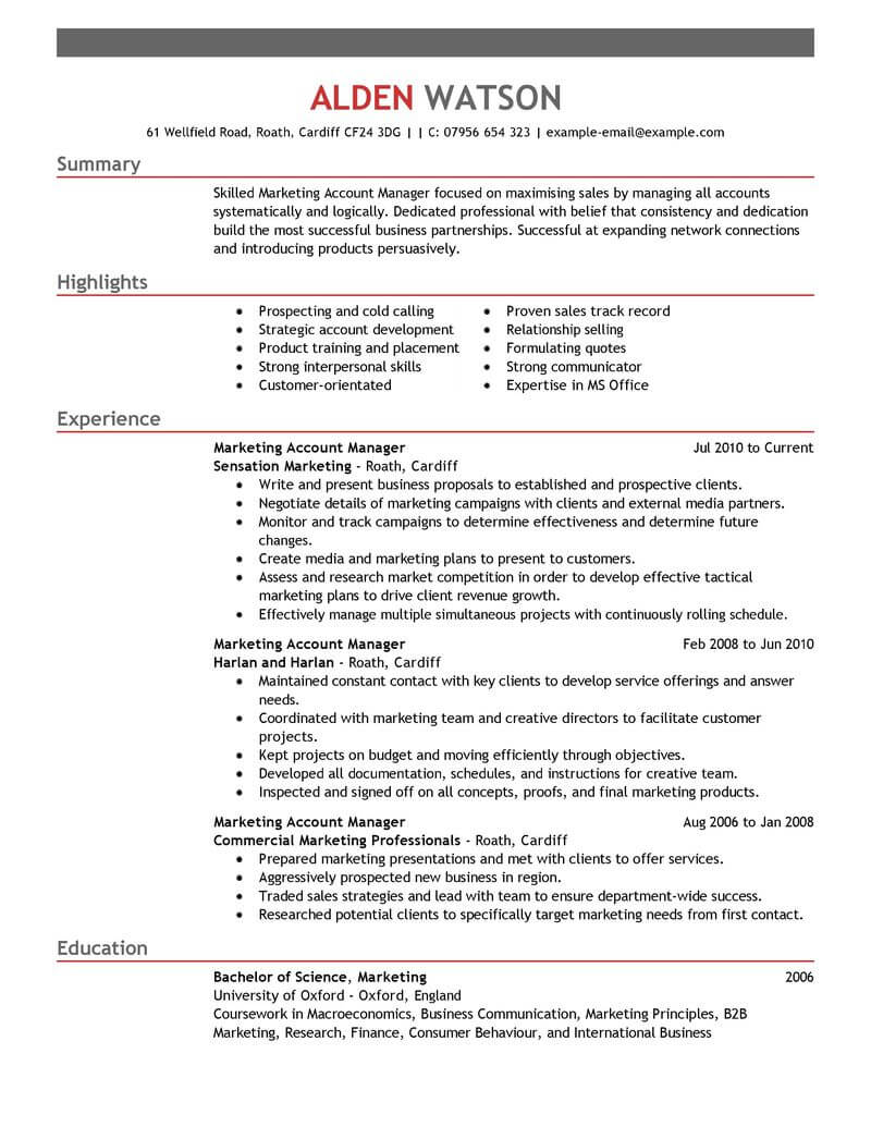 sample resume for accounting manager position