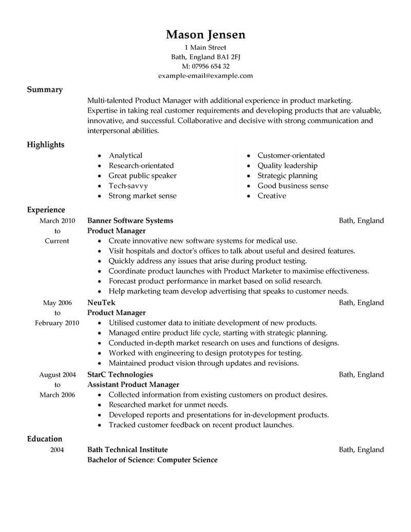 Best Product Manager Resume Example From Professional Resume Writing Service