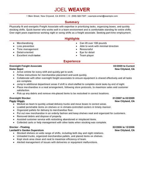 Resume for part time teaching job