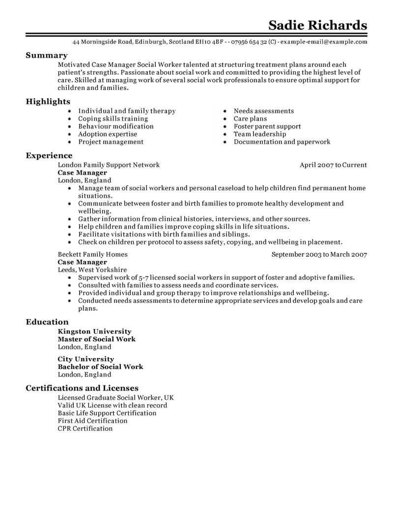 Best Case Manager Resume Example From Professional Resume Writing Service